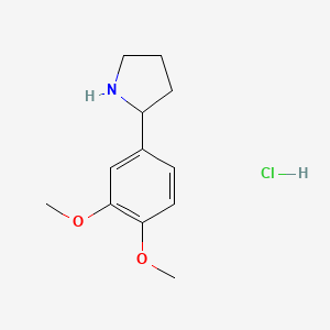molecular formula C12H18ClNO2 B1425800 2-(3,4-Dimethoxyphenyl)pyrrolidine hydrochloride CAS No. 1203683-88-8