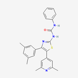 molecular formula C25H24N4OS B14258108 N-[4-(3,5-Dimethylphenyl)-5-(2,6-dimethylpyridin-4-yl)-1,3-thiazol-2-yl]-N'-phenylurea CAS No. 365429-92-1