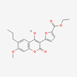 molecular formula C20H20O7 B14258240 ethyl 5-(4-hydroxy-7-methoxy-2-oxo-6-propyl-2H-chromen-3-yl)furan-2-carboxylate 
