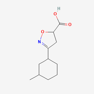 molecular formula C11H17NO3 B1425828 3-(3-Methylcyclohexyl)-4,5-dihydro-1,2-oxazole-5-carboxylic acid CAS No. 1560460-14-1