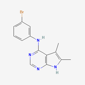 molecular formula C14H13BrN4 B14258495 N-(3-bromophenyl)-5,6-dimethyl-7H-pyrrolo[2,3-d]pyrimidin-4-amine CAS No. 173458-57-6