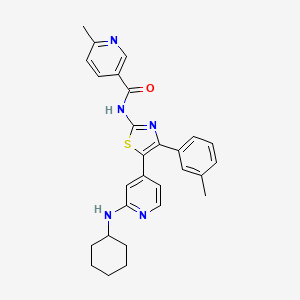 molecular formula C28H29N5OS B14258552 N-[5-(2-Cyclohexylamino-4-pyridyl)-4-(3-methylphenyl)-1,3-thiazol-2-YL]-6-methylnicotinamide CAS No. 365429-78-3