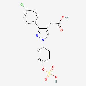 molecular formula C17H13ClN2O6S B14258765 {3-(4-Chlorophenyl)-1-[4-(sulfooxy)phenyl]-1H-pyrazol-4-yl}acetic acid CAS No. 405203-54-5