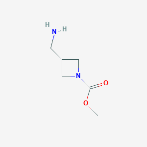 molecular formula C6H12N2O2 B1425879 1-Azetidinecarboxylic acid, 3-(aminomethyl)-, methyl ester CAS No. 859164-71-9