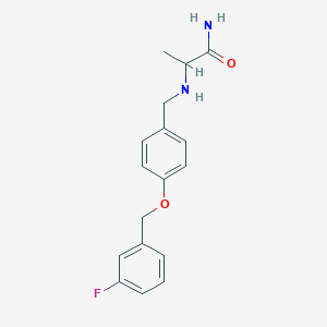 molecular formula C17H19FN2O2 B142590 Propanamide, 2-[[[4-[(3-fluorophenyl)methoxy]phenyl]methyl]amino]- CAS No. 133866-14-5