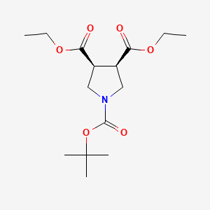 molecular formula C15H25NO6 B1425910 cis-N-Boc-pyrrolidine-3,4-dicarboxylic acid diethyl ester CAS No. 1360547-54-1