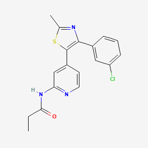 molecular formula C18H16ClN3OS B14259201 N-[4-[4-(3-Chlorophenyl)-2-methyl-1,3-thiazol-5-YL]-2-pyridyl]propionamide CAS No. 365429-20-5