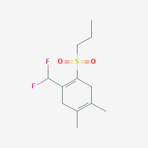 molecular formula C12H18F2O2S B14259291 1,4-Cyclohexadiene, 1-(difluoromethyl)-4,5-dimethyl-2-(propylsulfonyl)- CAS No. 389574-97-4