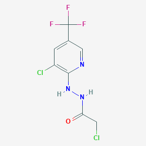 molecular formula C8H6Cl2F3N3O B1425932 2-chloro-N'-[3-chloro-5-(trifluoromethyl)pyridin-2-yl]acetohydrazide CAS No. 1383468-73-2
