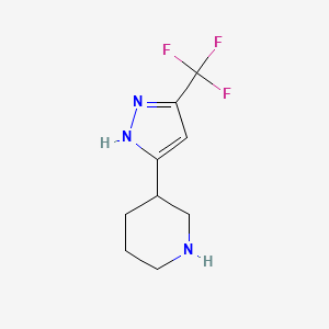 molecular formula C9H12F3N3 B1425938 3-[5-(trifluoromethyl)-1H-pyrazol-3-yl]piperidine CAS No. 1316219-36-9