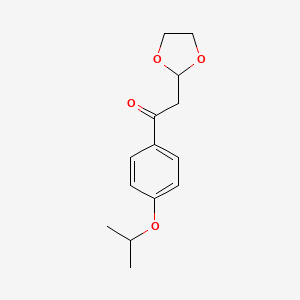 molecular formula C14H18O4 B1425945 2-(1,3-二氧戊环-2-基)-1-(4-异丙氧基苯基)-乙酮 CAS No. 1263366-09-1