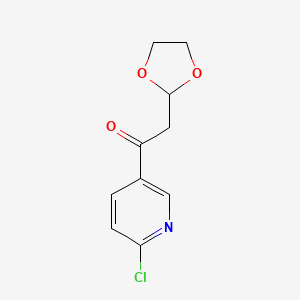 molecular formula C10H10ClNO3 B1425946 1-(6-氯-吡啶-3-基)-2-(1,3-二氧戊环-2-基)-乙酮 CAS No. 1263366-13-7
