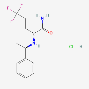 molecular formula C13H18ClF3N2O B1425948 (R)-5,5,5-trifluoro-2-(((R)-1-phenylethyl)amino)pentanamide hydrochloride CAS No. 1146699-61-7