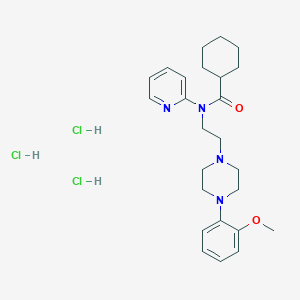 molecular formula C25H35ClN4O2 B142595 N-(2-(4-(2-Methoxyphenyl)piperazin-1-yl)ethyl)-N-(pyridin-2-yl)cyclohexanecarboxamide hydrochloride CAS No. 146714-97-8