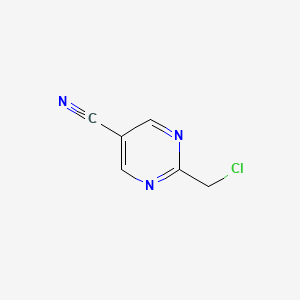 molecular formula C6H4ClN3 B1425952 2-(Chloromethyl)pyrimidine-5-carbonitrile CAS No. 1086393-94-3