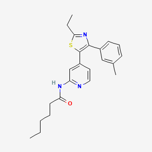 molecular formula C23H27N3OS B14259564 N-{4-[2-Ethyl-4-(3-methylphenyl)-1,3-thiazol-5-yl]pyridin-2-yl}hexanamide CAS No. 365430-66-6