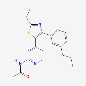 molecular formula C21H23N3OS B14259684 N-[4-[2-Ethyl-4-(3-propylphenyl)-1,3-thiazol-5-YL]-2-pyridyl]acetamide CAS No. 365430-49-5