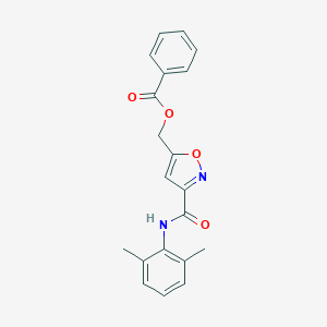 molecular formula C20H18N2O4 B142598 3-Isoxazolecarboxamide, 5-((benzoyloxy)methyl)-N-(2,6-dimethylphenyl)- CAS No. 139297-37-3