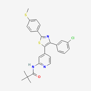 molecular formula C26H24ClN3OS2 B14259906 N-(4-{4-(3-Chlorophenyl)-2-[4-(methylsulfanyl)phenyl]-1,3-thiazol-5-yl}pyridin-2-yl)-2,2-dimethylpropanamide CAS No. 365429-25-0