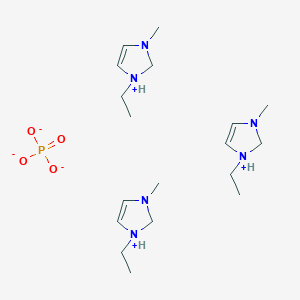 molecular formula C18H39N6O4P B14259930 Tris(1-ethyl-3-methyl-2,3-dihydro-1H-imidazol-1-ium) phosphate CAS No. 253434-79-6