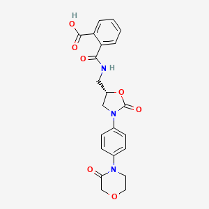 molecular formula C22H21N3O7 B1426018 Benzoic acid, 2-[[[[(5S)-2-oxo-3-[4-(3-oxo-4-morpholinyl)phenyl]-5-oxazolidinyl]methyl]amino]carbonyl]- CAS No. 1365267-37-3