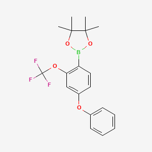 molecular formula C19H20BF3O4 B1426019 4,4,5,5-Tetramethyl-2-(4-phenoxy-2-(trifluoromethoxy)phenyl)-1,3,2-dioxaborolane CAS No. 1196395-85-3