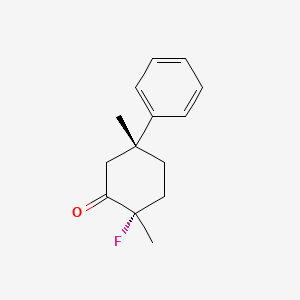 molecular formula C14H17FO B14260201 Cyclohexanone, 2-fluoro-2,5-dimethyl-5-phenyl-, (2S,5R)- CAS No. 359702-57-1