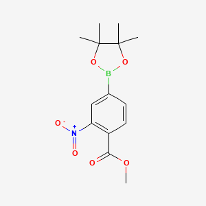 molecular formula C14H18BNO6 B1426021 Methyl 2-nitro-4-(4,4,5,5-tetramethyl-1,3,2-dioxaborolan-2-YL)benzoate CAS No. 1402238-34-9