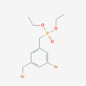 molecular formula C12H17Br2O3P B14260451 Phosphonic acid, [[3-bromo-5-(bromomethyl)phenyl]methyl]-, diethyl ester (9CI) 