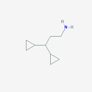 molecular formula C9H17N B1426160 3,3-Dicyclopropylpropan-1-amine CAS No. 1249856-01-6