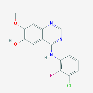 molecular formula C15H11ClFN3O2 B1426161 4-((3-Chloro-2-fluorophenyl)amino)-7-methoxyquinazolin-6-ol CAS No. 612501-52-7