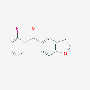 molecular formula C16H13FO2 B142617 Methanone, (2,3-dihydro-2-methyl-5-benzofuranyl)(2-fluorophenyl)- CAS No. 147394-58-9