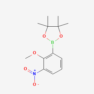 molecular formula C13H18BNO5 B1426198 2-(2-Methoxy-3-nitrophenyl)-4,4,5,5-tetramethyl-1,3,2-dioxaborolane CAS No. 1257792-67-8