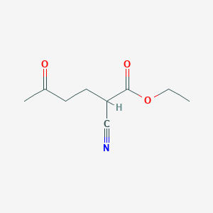 molecular formula C9H13NO3 B14262209 Hexanoic acid, 2-cyano-5-oxo-, ethyl ester CAS No. 136634-45-2