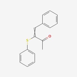 molecular formula C16H14OS B14262236 4-Phenyl-3-(phenylsulfanyl)but-3-en-2-one CAS No. 206278-52-6