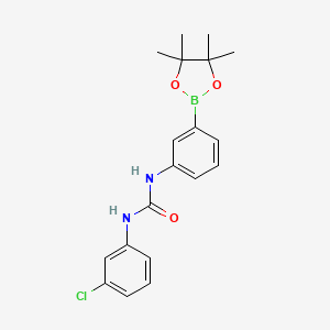 molecular formula C19H22BClN2O3 B1426269 1-(3-Chlorophenyl)-3-(3-(4,4,5,5-tetramethyl-1,3,2-dioxaborolan-2-yl)phenyl)urea CAS No. 874302-01-9