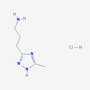 molecular formula C6H13ClN4 B1426296 3-(5-methyl-1H-1,2,4-triazol-3-yl)propan-1-amine hydrochloride CAS No. 1354953-35-7
