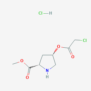 molecular formula C8H13Cl2NO4 B1426302 盐酸甲基(2S,4S)-4-[(2-氯乙酰基)氧基]-2-吡咯烷甲酸酯 CAS No. 1354488-12-2