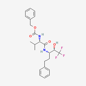 molecular formula C24H29F3N2O4 B14263025 Carbamic acid, ((1S)-2-methyl-1-((((1S,2S)-3,3,3-trifluoro-2-hydroxy-1-(2-phenylethyl)propyl)amino)carbonyl)propyl)-, phenylmethyl ester CAS No. 160022-33-3