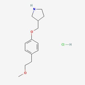 molecular formula C14H22ClNO2 B1426305 3-((4-(2-Methoxyethyl)phenoxy)methyl)pyrrolidine hydrochloride CAS No. 1219967-80-2