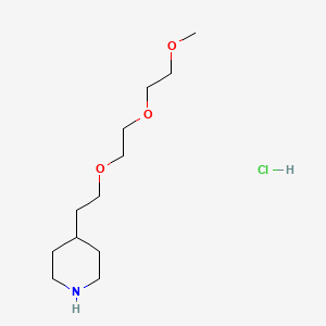 molecular formula C12H26ClNO3 B1426319 4-{2-[2-(2-Methoxyethoxy)ethoxy]ethyl}piperidine hydrochloride CAS No. 1220031-48-0