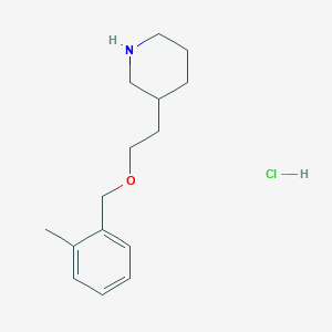 molecular formula C15H24ClNO B1426322 3-{2-[(2-Methylbenzyl)oxy]ethyl}piperidine hydrochloride CAS No. 1220028-99-8