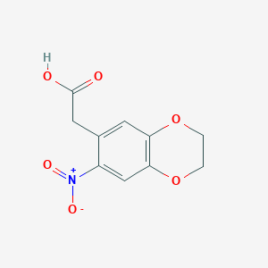 molecular formula C10H9NO6 B1426340 2-(7-Nitro-2,3-dihydro-1,4-benzodioxin-6-yl)acetic acid CAS No. 1267029-54-8