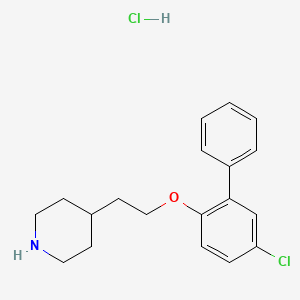 molecular formula C19H23Cl2NO B1426353 4-{2-[(5-Chloro[1,1'-biphenyl]-2-yl)oxy]-ethyl}piperidine hydrochloride CAS No. 1220034-08-1