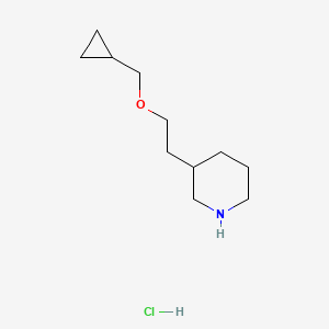 molecular formula C11H22ClNO B1426355 3-[2-(Cyclopropylmethoxy)ethyl]piperidine hydrochloride CAS No. 1220028-35-2
