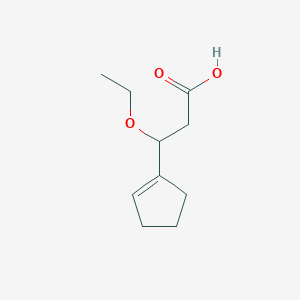 molecular formula C10H16O3 B1426363 3-(Cyclopent-1-en-1-yl)-3-ethoxypropanoic acid CAS No. 1354952-75-2