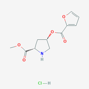 molecular formula C11H14ClNO5 B1426364 Methyl (2S,4S)-4-(2-furoyloxy)-2-pyrrolidinecarboxylate hydrochloride CAS No. 1354487-17-4