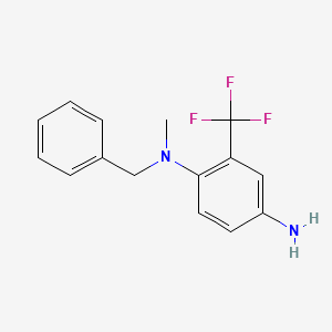 molecular formula C15H15F3N2 B1426375 N1-Benzyl-N1-methyl-2-(trifluoromethyl)benzene-1,4-diamine CAS No. 1179928-61-0