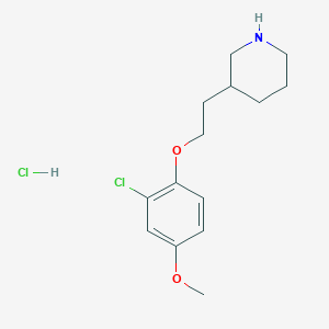 molecular formula C14H21Cl2NO2 B1426376 3-[2-(2-Chloro-4-methoxyphenoxy)ethyl]piperidine hydrochloride CAS No. 1220029-41-3