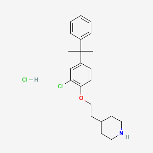 molecular formula C22H29Cl2NO B1426377 2-Chloro-4-(1-methyl-1-phenylethyl)phenyl 2-(4-piperidinyl)ethyl ether hydrochloride CAS No. 1220030-92-1